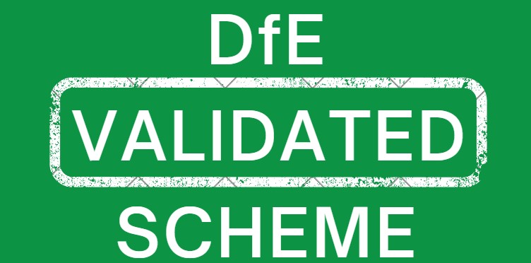 DFE Validated Scheme logo - white text on green